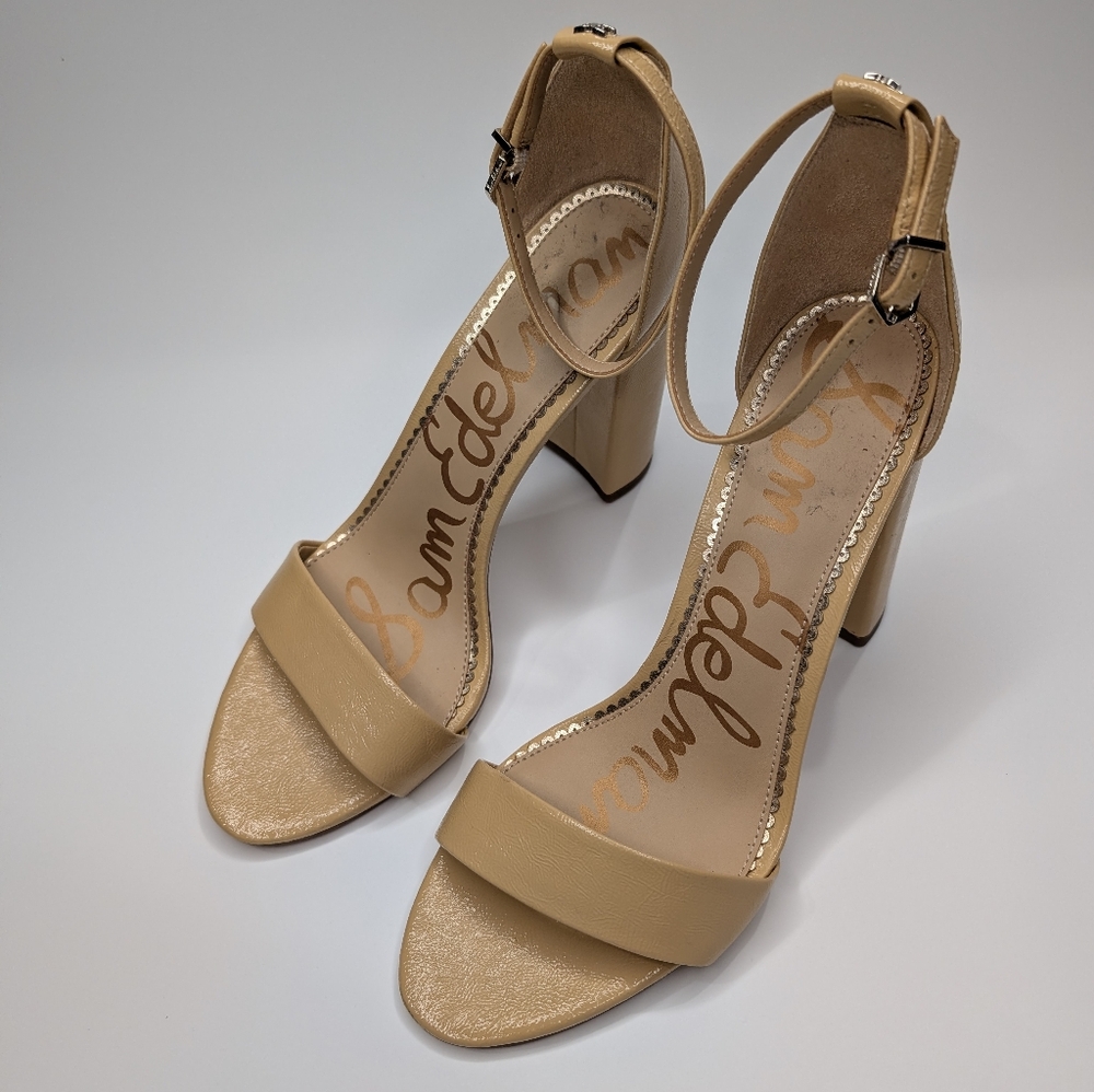 Sam Edelman Yaro Block‎ Heel Sandals Nude Tan Size 10